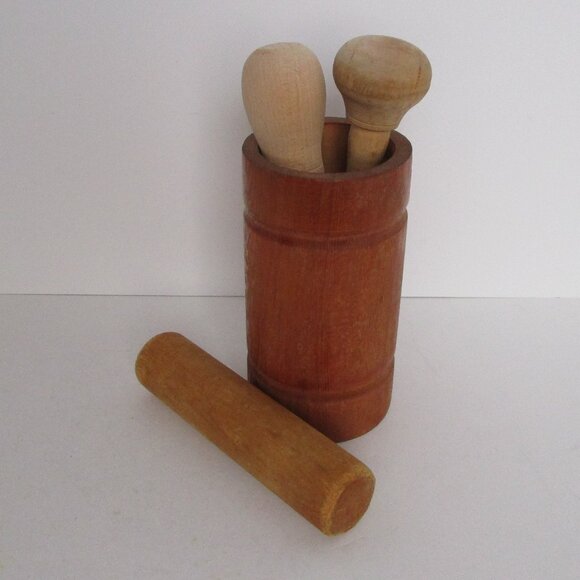 lot of vintage wooden pestles